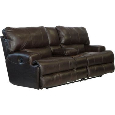Wembley Lay Flat Reclining Console Loveseat In Chocolate