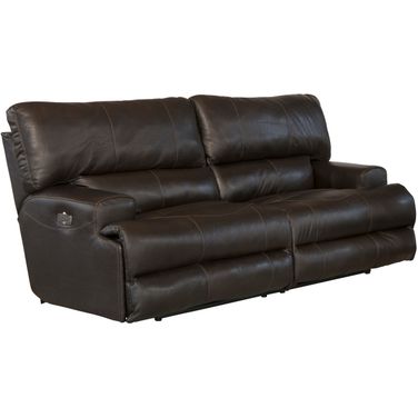 Wembley Power Lay Flat Reclining Sofa w/ Power Headrest and Lumbar (Chocolate)
