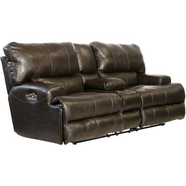 Wembley Steel Power Lay Flat Reclining Console Loveseat