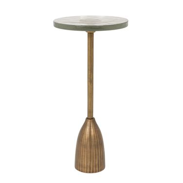 Wendell 11 Inch Round Metal Cocktail Table with Glass Top In Bronze