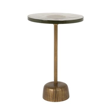 Wendell 14 Inch Round Metal Cocktail Table with Glass Top In Bronze