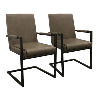 Wendy Arm Chair Set of 2 In Gray Leather
