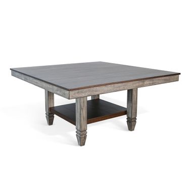 Wendy Square Dining Table with Storage Shelf In Tobacco Leaf and Alpine Grey