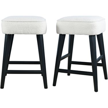 Wes Upholstery Backless Counter Barstool Set of 2 In Black