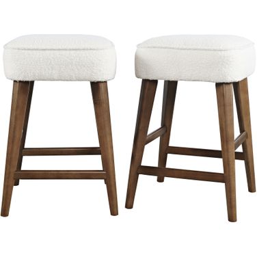 Wes Upholstery Backless Counter Barstool Set of 2 In Walnut