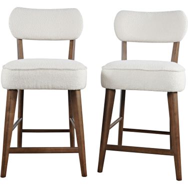 Wes Upholstery Counter Barstool Set of 2 In Walnut