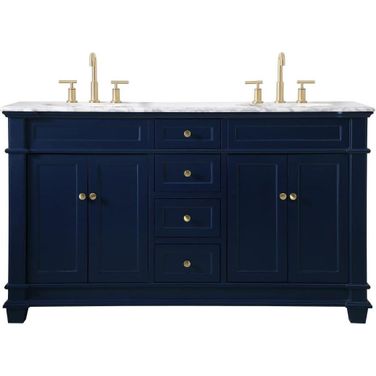 Wesley 60 Inch Double Bathroom Vanity Set In Blue