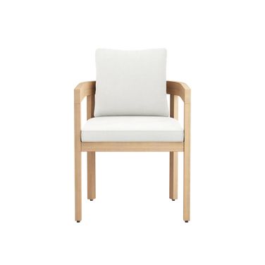 Wesley Patio Side Chair with White Cushion In Brown