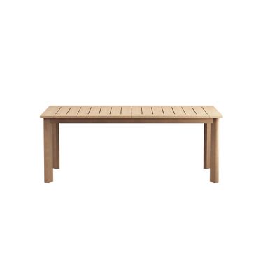 Wesley Wood Extendable Patio Dining Table with Self Storing Leaf In Brown and Natural