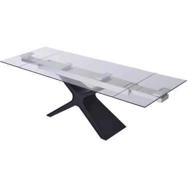 West Extendable Dining Table With 10Mm Tempered Clear Glass Top