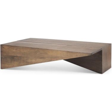 West Medium Brown Wooden Angled Coffee Table