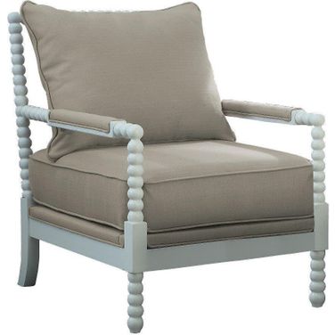 West Palm Solid Wood Living Room Accent Chair In Beige And White