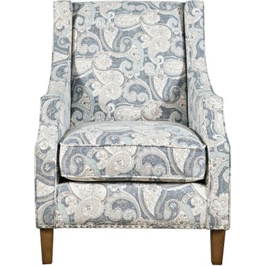 Westbrook Paisley Upholstered Accent Chair with Nailhead Trim In Denim