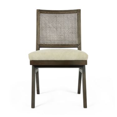 Westin Cane Back Dining Chair Set of 2 In Grey and Brown