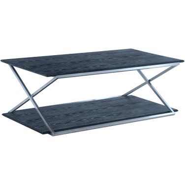 Westlake Black Veneer Coffee Table with Brushed Stainless Steel Frame