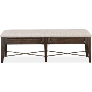 Westley Falls Graphite Wood Bench with Upholstered Seat KD