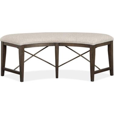 Westley Falls Graphite Wood Curved Bench with Upholstered Seat KD
