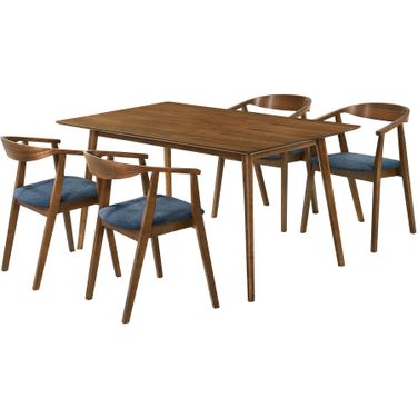 Westmont Santana 5 Piece Wood Dining Set In Walnut/Blue