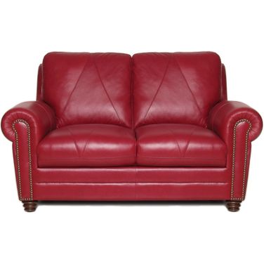 Weston Italian Leather Loveseat (Cherry)