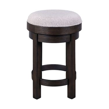 Weston Upholstered Swivel Console Stool In Peppercorn