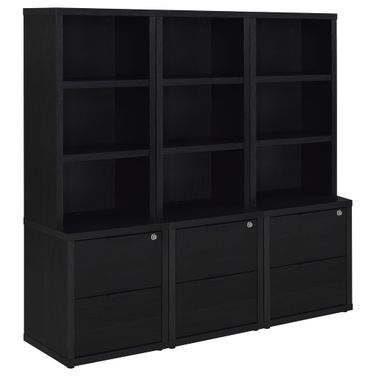Westpark 3-piece Wall Unit Bookcase Set with USB In Black
