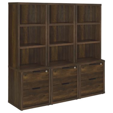Westpark 3-piece Wall Unit Bookcase Set with USB In Dark Pine