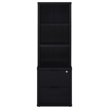 Westpark 3-Shelf Bookcase USB and Lockable Drawer In Black