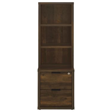 Westpark 3-Shelf Bookcase USB and Lockable Drawer In Dark Pine