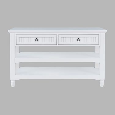 Westport 50 Inch Sofa Console Table with Storage Drawers and Shelves In White