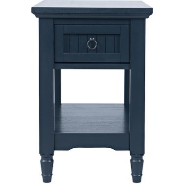 Westport Chairside End Table with Storage Shelf In Navy and Blue