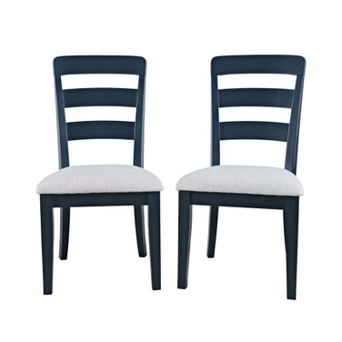 Westport Upholstered Ladderback Dining Chair Set of 2 In Navy and Blue