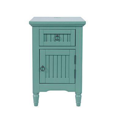 Westport USB Charging Storage Cabinet Chairside End Table In Fern Green