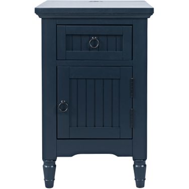 Westport USB Charging Storage Cabinet Chairside End Table In Navy and Blue