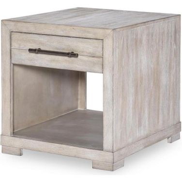 Westwood 1 Drawer and 1 Open Shelf Square End Table In Weathered Oak