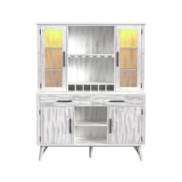 Westwood Buffet and Hutch with LED In Rustic White