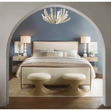 Westwood Upholstered Metal Bedroom Set In Beige