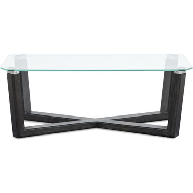 Wexler Rectangular Cocktail Table In Black Truffle And Clear Glass