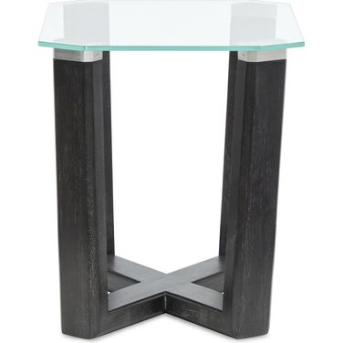 Wexler Rectangular End Table In Black Truffle And Clear Glass