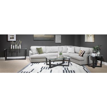 Wexler Rectangular Occasional Table Set In Black Truffle And Clear Glass