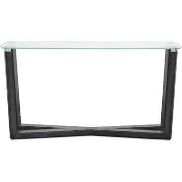Wexler Rectangular Sofa Table In Black Truffle And Clear Glass