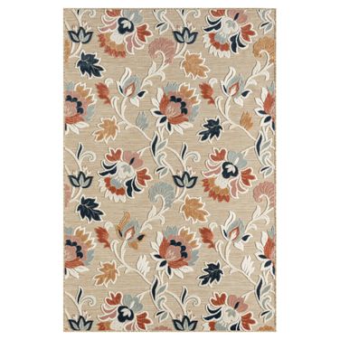 Wexon Floral Power-Loomed Indoor/Outdoor Area Rug In Beige and Blue