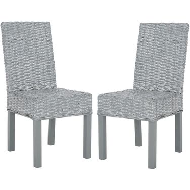 Wheatley Gray and White 18 Inch Rattan Side Chair Set of 2