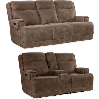 Wheeler Brown Power Reclining Living Room Set With Power Headrest