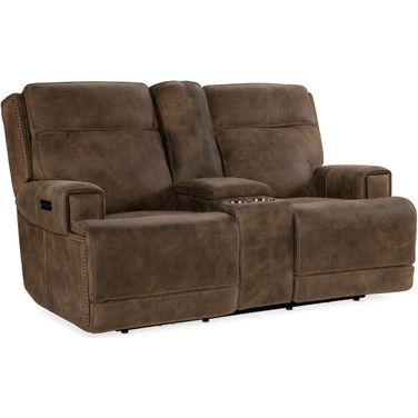 Wheeler Power Console Loveseat With Power Headrest In Brown