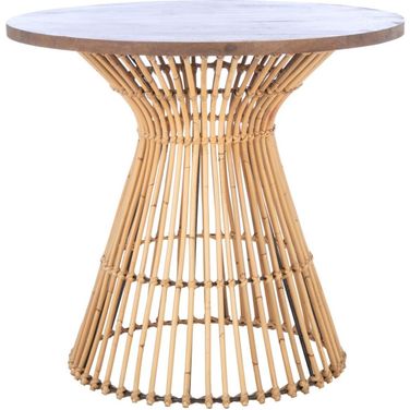 Whent Round Accent Table in Natural and Black