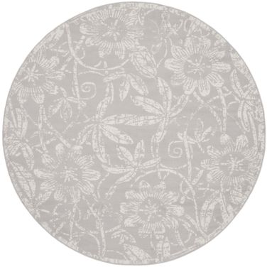 Whimsicle 5' x 5' Round Farmhouse Indoor Rug In Grey