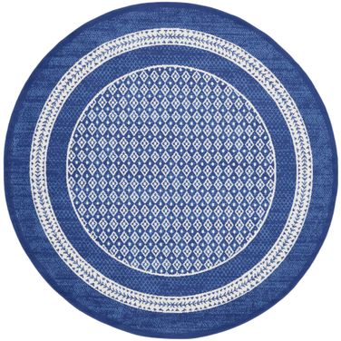 Whimsicle 5' x 5' Round Farmhouse Indoor Rug In Navy