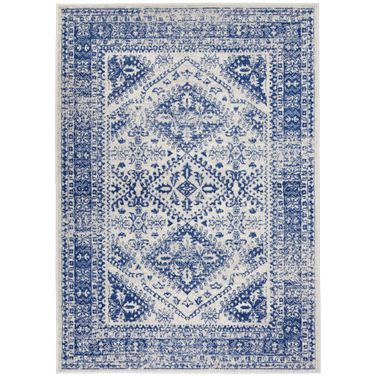 Whimsicle 6' x 9' Farmhouse Indoor Rug In Ivory and Navy