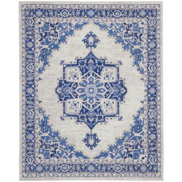 Whimsicle 7' x 10' Farmhouse Indoor Rug In Ivory Blue