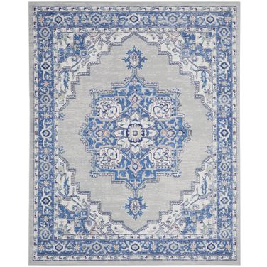 Whimsicle 8'4" x 11'6" Farmhouse Indoor Rug In Grey and Blue